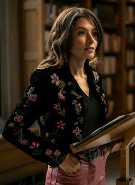 Sex/Life S02 Sarah Shahi Floral Black Jacket