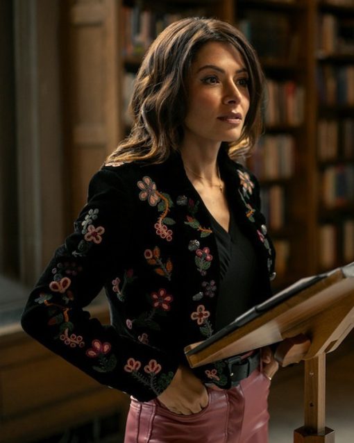 Sex/Life S02 Sarah Shahi Floral Black Jacket