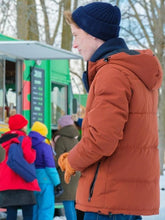 Snow Day 2022 Hal Brandston Orange Puffer Jacket