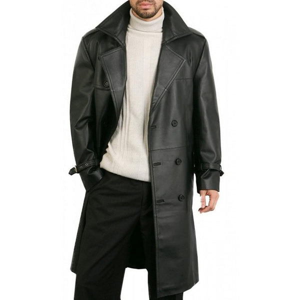 Augusta Guys Double Breasted Pure Leather Overcoat