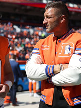 Orange-white-football-varsity-jacket