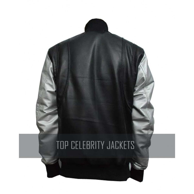 Teddy Bomber Silver Sleeves Jacket