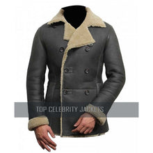 Handmade Men Black Shearling Leather Jacket