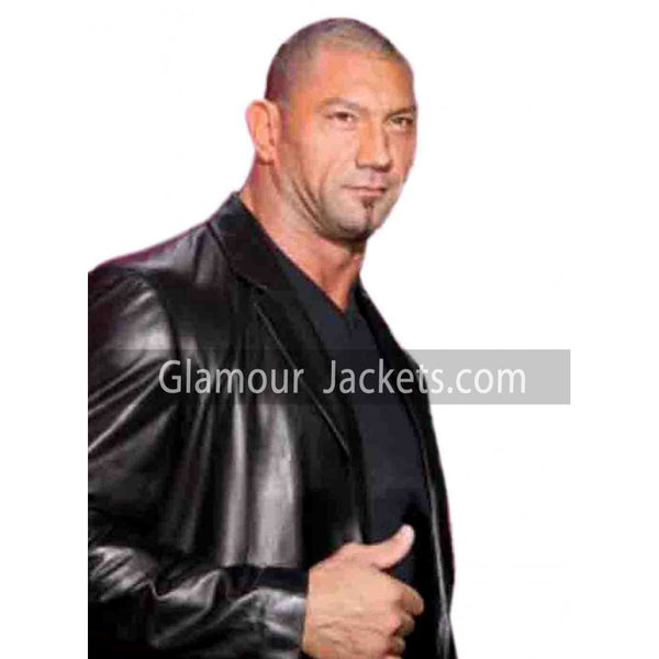 WWE Wrestler Dave Bautista Black Leather Jacket