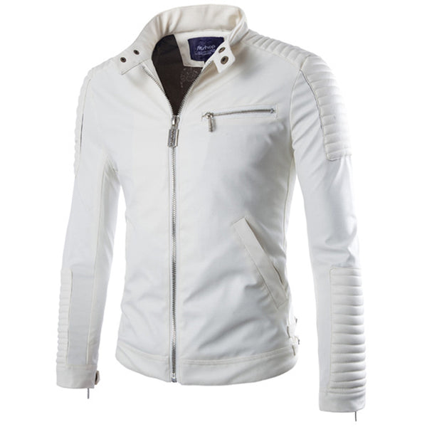 White Leather Slim Fit Jacket