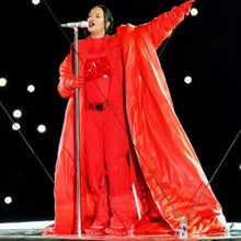 Rihanna Super Bowl Halftime 2023 Red Leather Oversized Coat