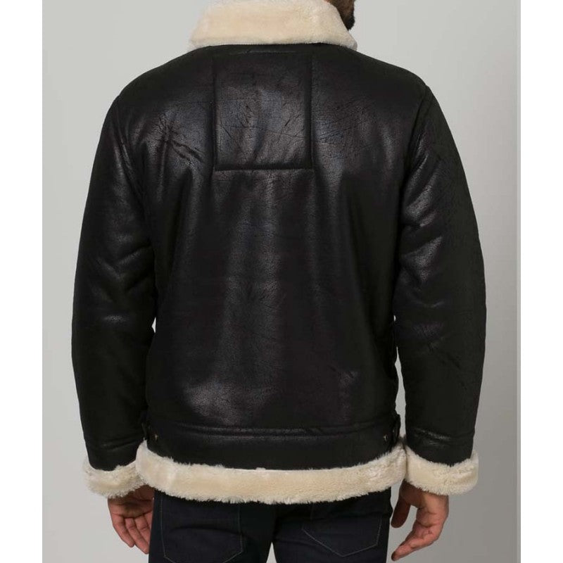 Mens Black Aviator Shearling Jacket