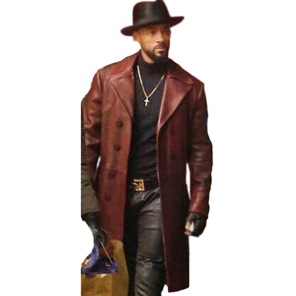 Will Smith Maroon Genuine Leather Coat