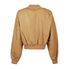 Tan Brown Sheep Leather Bomber Jacket Women