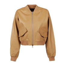 Tan Brown Sheep Leather Bomber Jacket Women