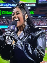 World Series Game Jazmine Sullivan Black Leather Coat