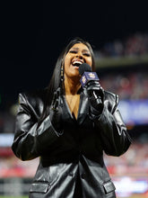 World Series Game Jazmine Sullivan Black Leather Coat