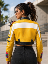 Yellow Bomber Jacket for Women Trendy Streetwear Outerwear