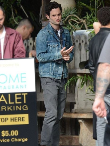 You Penn Badgley Blue Trucker Jacket