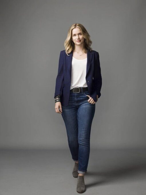 You Elizabeth Lail Navy Blue Blazer