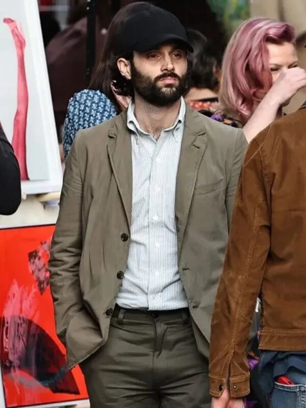 You S04 Penn Badgley Grey Blazer