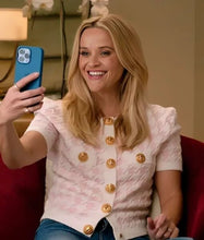 Your Place or Mine 2023 Reese Witherspoon Pink Cardigan