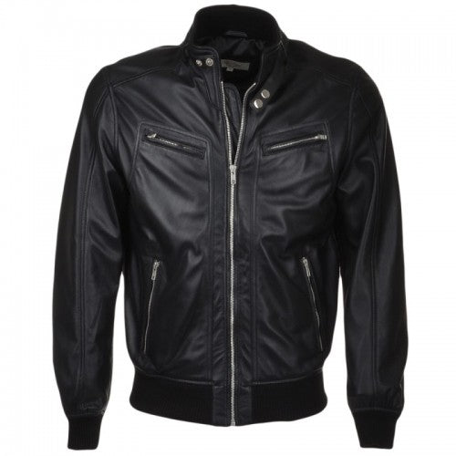 Black Bomber Leather Jacket