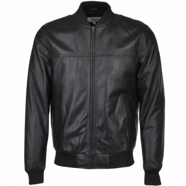 High Quality Black Leather Bomber Jacket Men