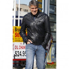 George Clooney Biker Style Leather Jacket