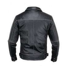 Black Leather Stitched Jacket