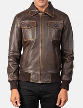 Bomber Brown Men Fur Leather Jacket