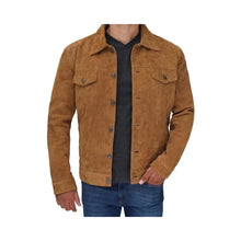 Logan Tan Suede Leather Trucker Jacket