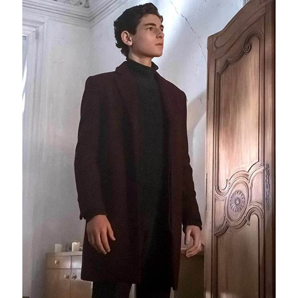 Gotham David Mazouz Burgundy Coat