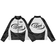 Locomotive Style Black And White Leather Jacket