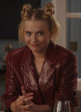 Emily In Paris S03 Camille Maroon Leather Blazer