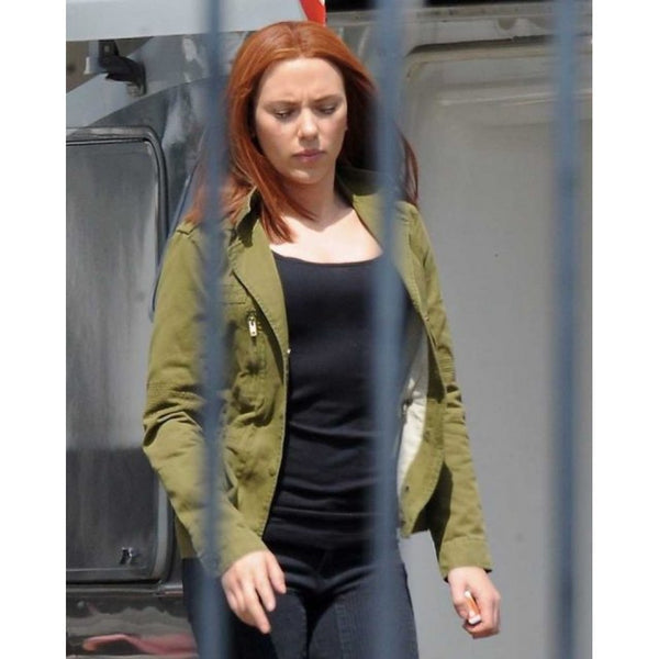 Captain America The Winter Soldier Black Widow Green Jacket