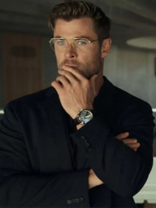 Spiderhead 2022 Chris Hemsworth Black Blazer