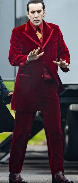 Renfield 2023 Conde Dracula Red Velvet Suit