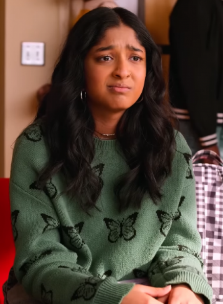 Never Have I Ever S03 Devi Vishwakumar Green Sweater