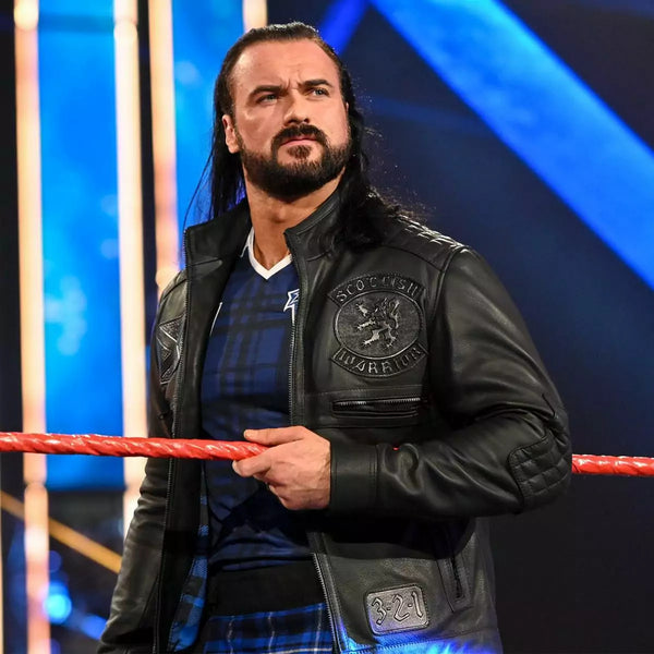 Drew Mcintyre Raw 2021 Logo Black Leather Jacket