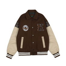 Embroidered PU Leather Sleeve Stitching Baseball Jacket Cotton Jacket Men