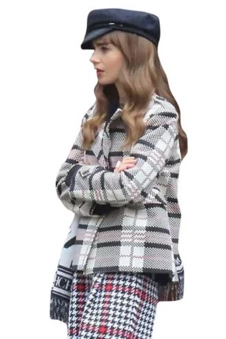 Emily In Paris S03 Emily Cooper Wool Check Jacket