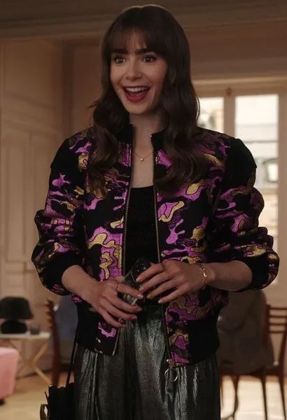 Emily in Paris S03 Emily Cooper Multicolor Bomber Jacket