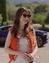 Emily In Paris S03 Lily Collins Orange Embroidered Vest