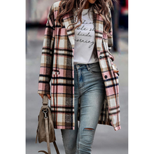 Fashion Plaid Long Coat With Pockets