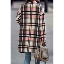 Fashion Plaid Long Coat With Pockets