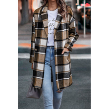 Fashion Plaid Long Coat With Pockets