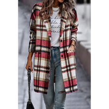 Fashion Plaid Long Coat With Pockets