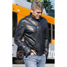 George Clooney Biker Style Leather Jacket