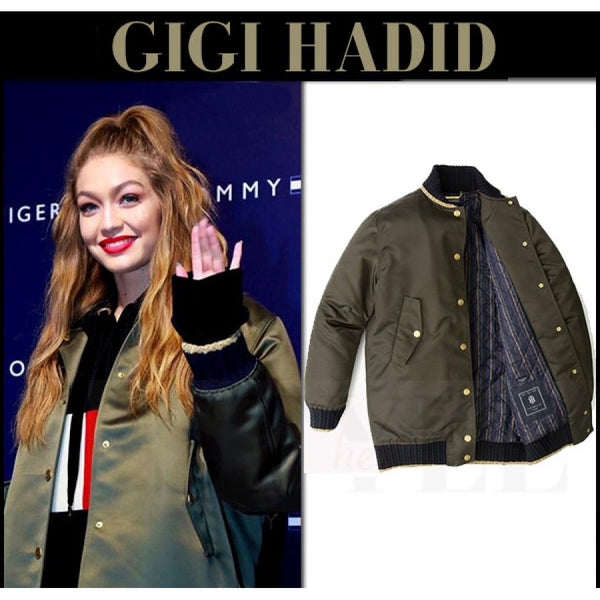 Gigi Hadid Green Khaki Bomber Jacket