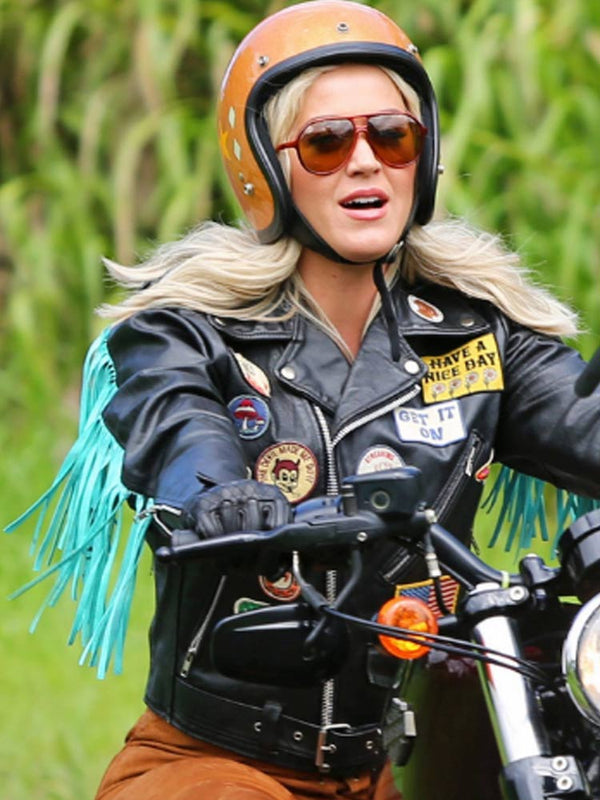 Katy perry harleys in hawaii biker black leather jacket