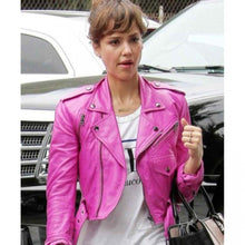 Jessica Alba Hot Pink Leather Jacket