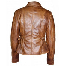 Jennifer Lopez Brown Distressed Leather Jacket