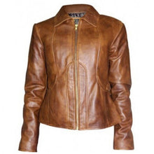 Jennifer Lopez Brown Distressed Leather Jacket