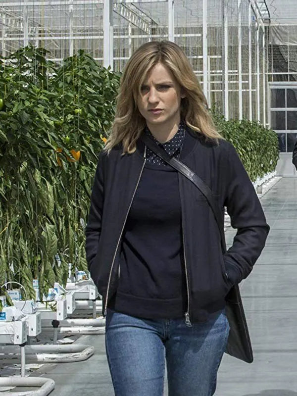 Black Mirror Kelly Macdonald Black Bomber Jacket